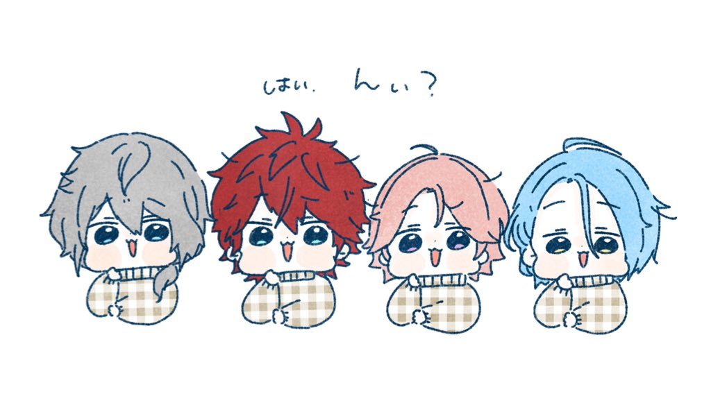 multiple boys red hair male focus blue eyes blue hair pink hair chibi  illustration images