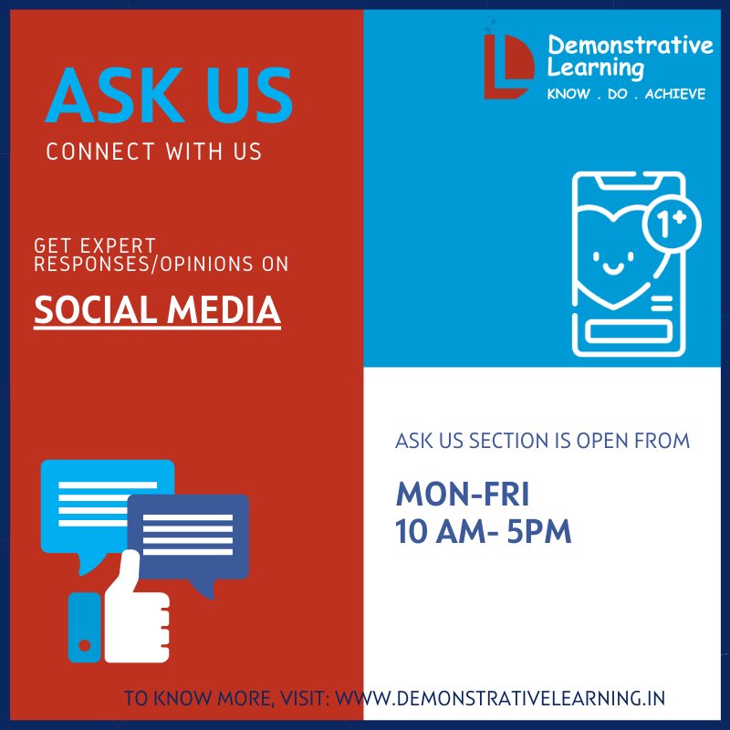 DemonstrativeLE's tweet photo. ASK US is a Q&A based interactive module which provides expert opinions/responses on various topics. Know more at:
https://t.co/F2y1jtHRPs
#Law #Enforcement #Administration, #RuralDevelopment #Urban #slums #FinancialManagement #NGO #PrisonPrograms #SocialMedia #Education https://t.co/8rnorOpCSu