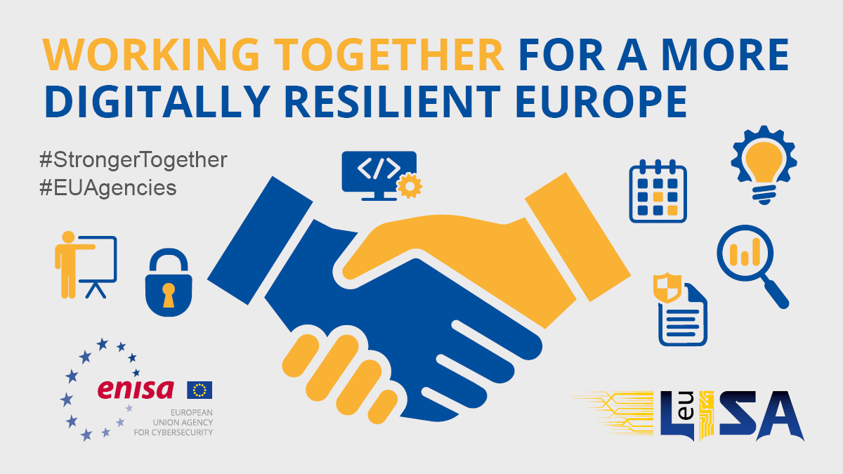 EULISA_agency's tweet photo. Starting the year with a brand new #Cooperation Plan!
We are very much looking forward to working closely with @enisa_eu in order to tackle #CyberSecurity and ensure a Digitally Resilient Europe.
#EUAgencies - #StrongerTogether for #ASaferEurope
https://t.co/7OjdElqWzl https://t.co/2qbo37qwkJ