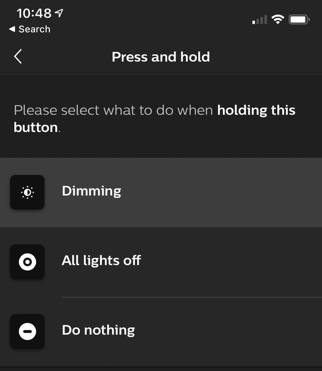 WaneC11's tweet photo. @tweethue Even in the hue app it only allows you to do one of three very limited options. Is this something that might be modified in future with a software update? https://t.co/DnkFdyyHiV