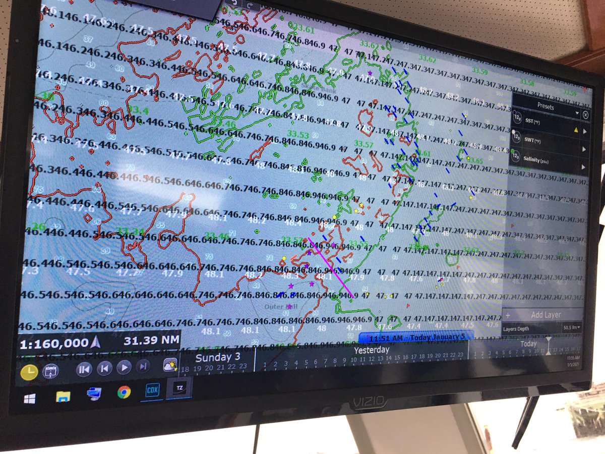 MyTIMEZERO's tweet photo. Back on the F/V Leviathan for a TZ Professional Ocean-O (multi-day oceanographic forecasts) live demo!

This is particularly interesting as conditions may change between the time of departure and the time of arrival in the fishing area.

#tzprofessional #oceano #fv #fishing https://t.co/K36ej3RMc9