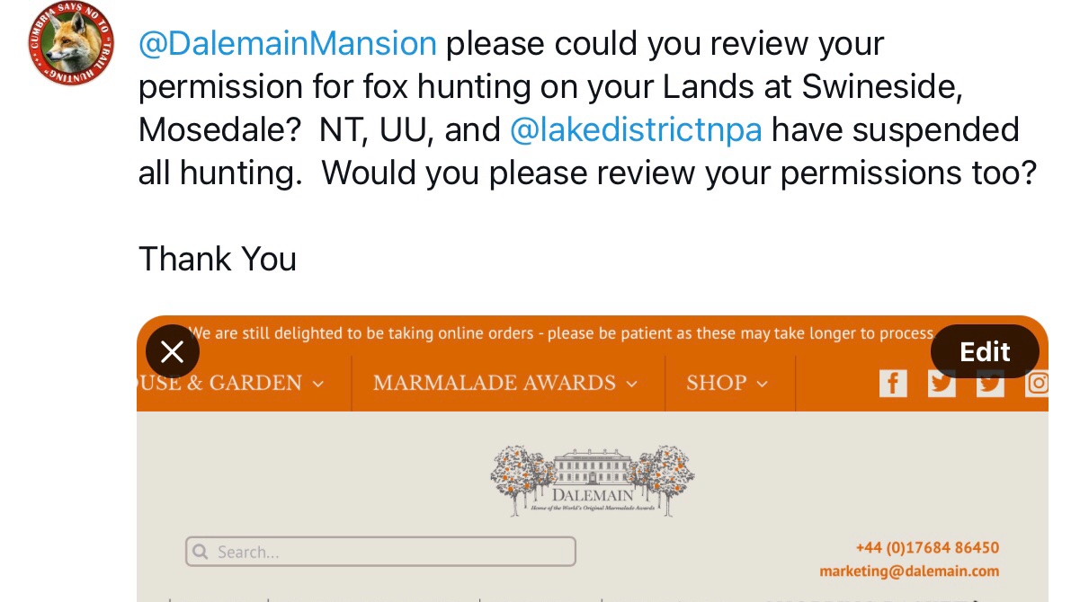 some Landowners still give permission to hunt in #LakeDistrict ..... we ask them to reconsider... please!