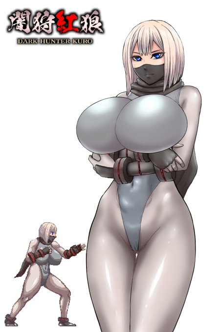 白鴉(ハクア)。紅狼と似た風貌のストーリーに深く関わるライバル的キャラです。共通の技多めですが専用のモーションや大技もある強敵です。彼女は完全にボスとして作ってるので操作はできません。僕とアクツクのキャパ的にも主人公一人でいっぱいおっぱいです。#闇狩紅狼 