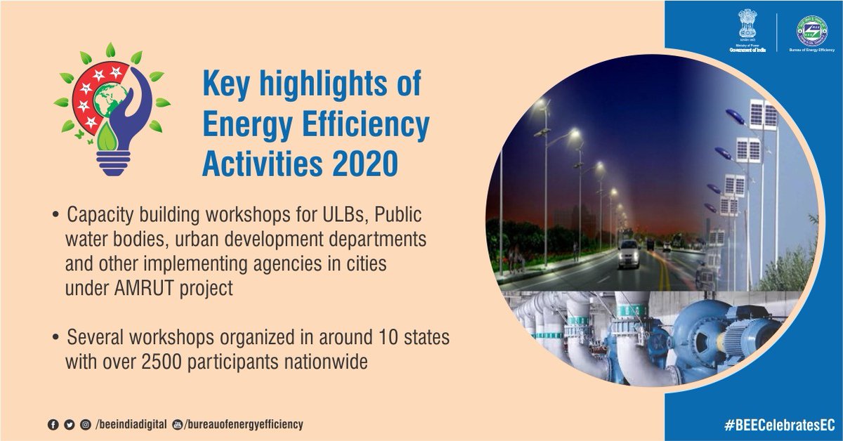beeindiadigital's tweet photo. Several Capacity Building workshops under the Municipal Demand Side Management (#MuDSM) programme were organized with an aim to promote and ensure the use of #energyefficient pump sets in drinking water and sewage water pumping system. #NECA2020 #NECAwards2020 #BEECelebratesEC https://t.co/ARNFAjrhsS