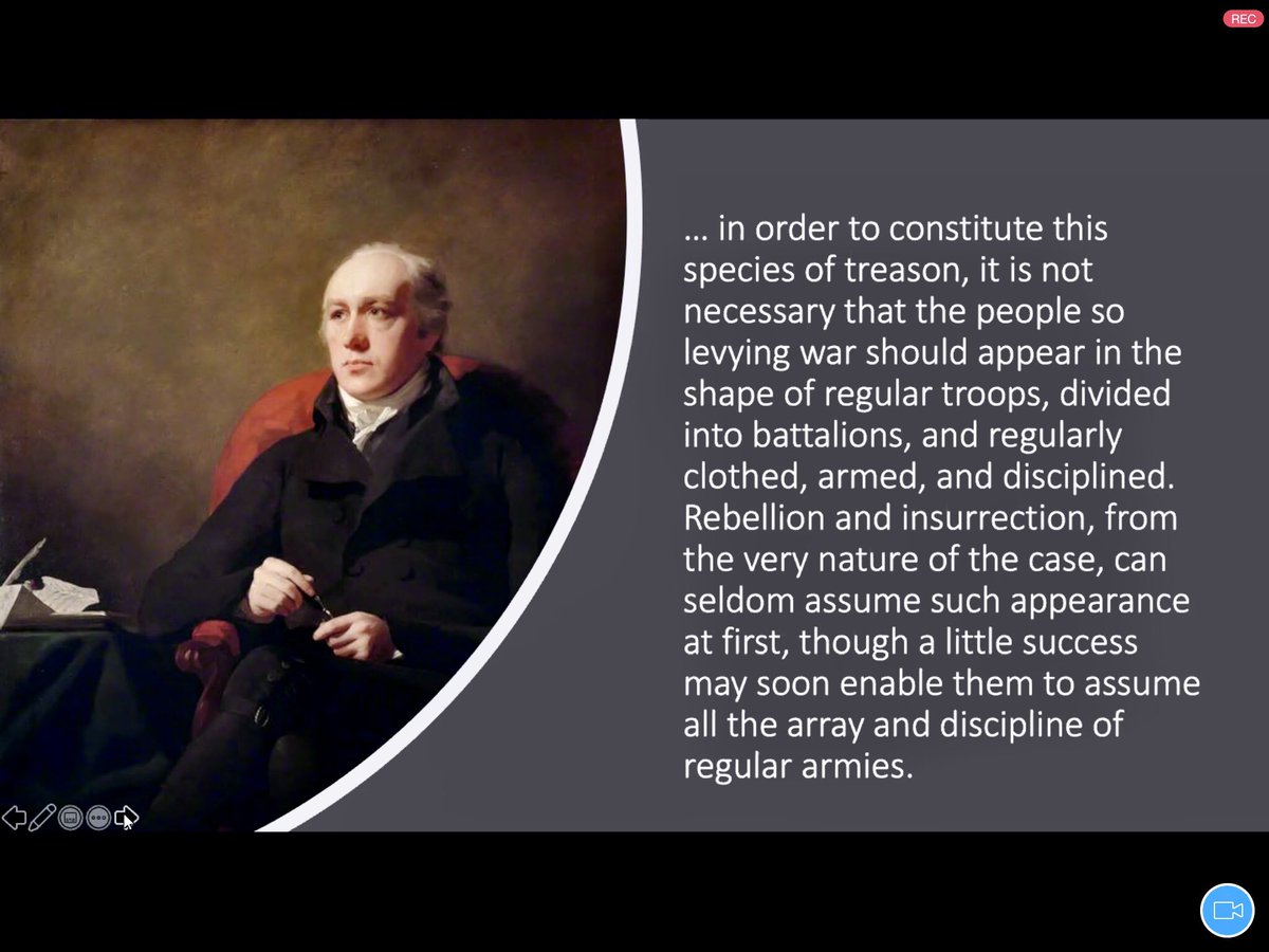1820Radical's tweet photo. Illuminating presentation by Emma Macleod at #1820ScotRads online symposium, outlining the significance of 1790s context as establishing the mind of the government in 1820 #1820radical https://t.co/6Q0Rb3FHXd