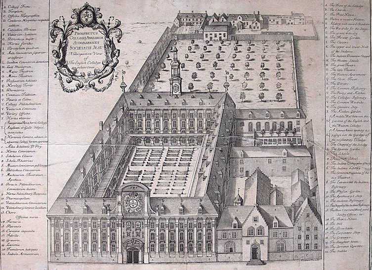This print #FromTheArchives, by Guillaume Lorrain Montbard, shows our #SchoolBuildings at St Omers c1689. Facilities were among the best at any school in Europe and included libraries, theatres, chapels, music rooms, apothecary, and even a #slightlysubversive printing press!
