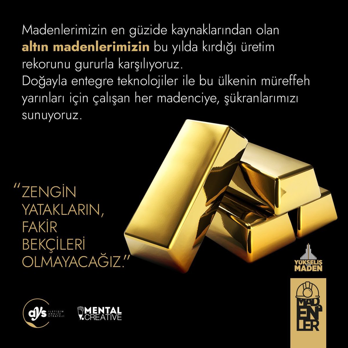 madenodulleri's tweet photo. Madenlerimizin en güzide kaynaklarından olan altın madenlerimizin bu yılda kırdığı üretim rekorunu gururla karşılıyoruz.
Doğayla entegre teknolojiler ile bu ülkenin müreffeh yarınları için çalışan her madenciye, şükranlarımızı sunuyoruz. 
@sgunerpd @IletisimAys @MentalCreative https://t.co/8PoT9cmFqC