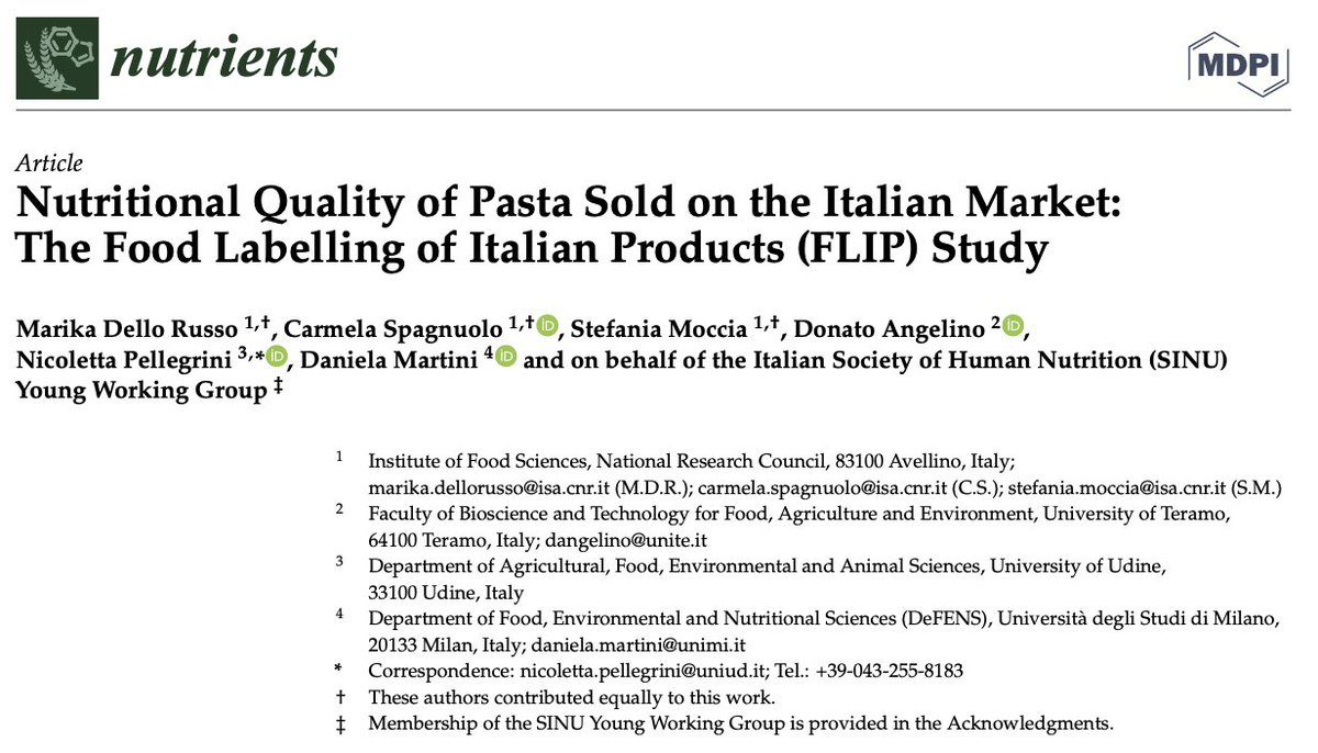 don_angelino's tweet photo. What's better for an italian to have research on #pasta 🇮🇹🍝?! Now out our #FLIP paper on @Nutrients_MDPI about the nutritional quality of different pasta types (semolina, egg, and stuffed) sold in Italy by retrieving info from #foodlabels @SINU_Italia !! https://t.co/CGjN4Evd9Q https://t.co/ym4Nu2UYAE