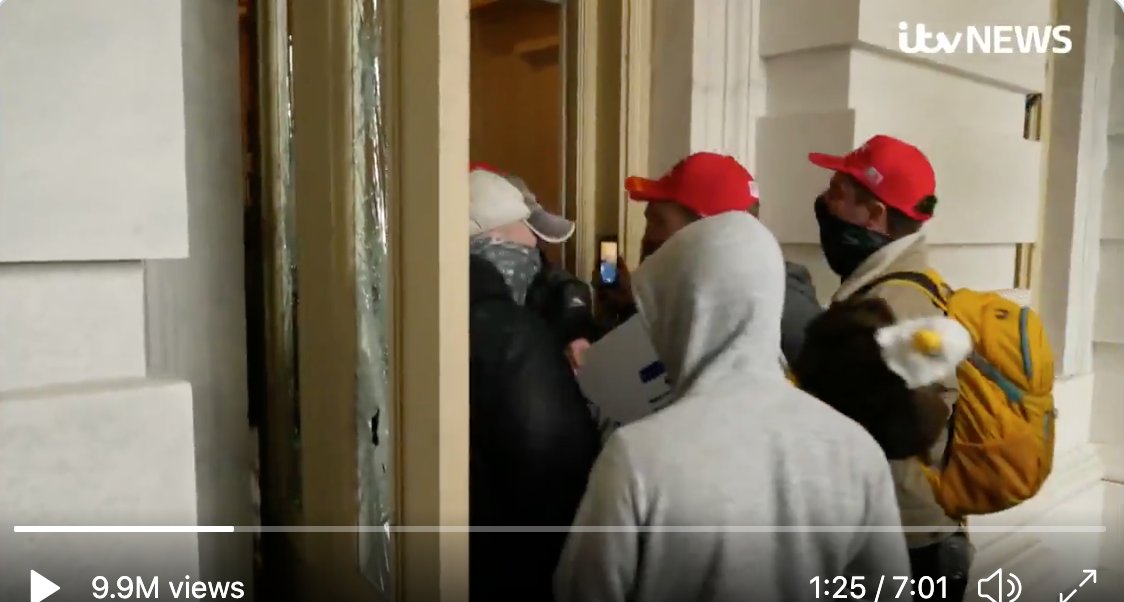 Seems to be the same entry point used by  @robertmooreitv and his crew to access the building. I believe it's called Senate Carriage entrance, and the Senate chamber is to the left when you enter.  https://www.itv.com/news/2021-01-06/donald-trump-fires-up-protesters-in-washington-as-congress-prepare-to-confirm-biden-victory