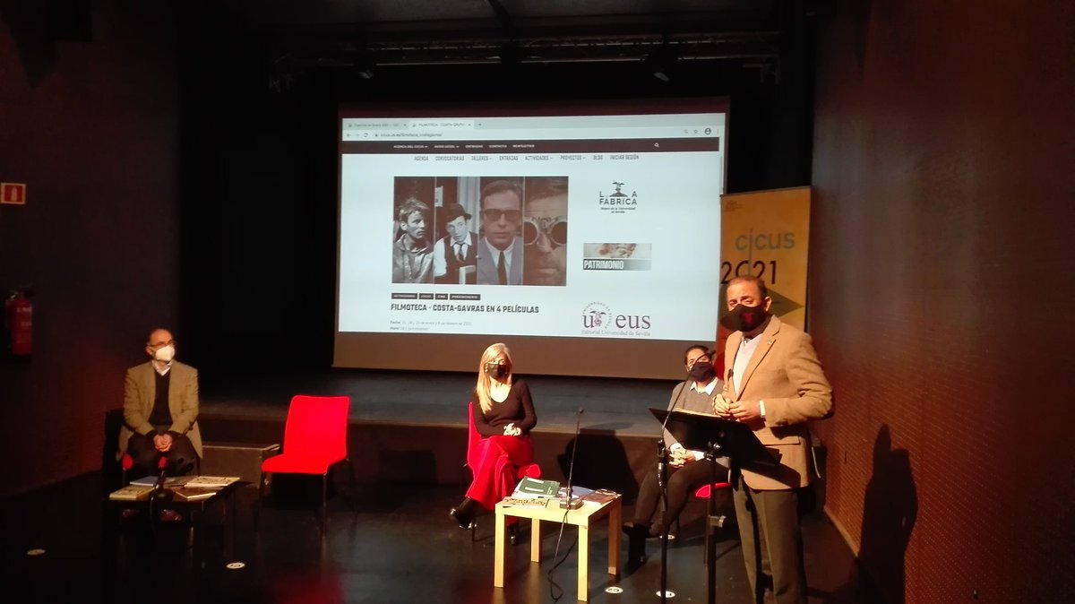 CICUS_'s tweet photo. Acto de presentación del ciclo 'Costa-Gavras en 4 películas' con el que abrimos la programación cinematográfica de 2021 en #CUCUS @unisevilla. Ciclo que organizamos en colaboración con @filmoandalucia (@CulturaAND) e @IFsevilla
https://t.co/c5OrCZbAxz https://t.co/JOvz6x94oF
