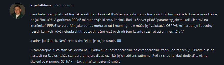 fang_cz's tweet photo. Vytesat do kamene, přestaňte mylí ISPíci co nemáte IPv6 furt brečet že to nejde problém je ve vás samotných.
#ipv6 #ipv6excuses https://t.co/ljMEz1UAAW