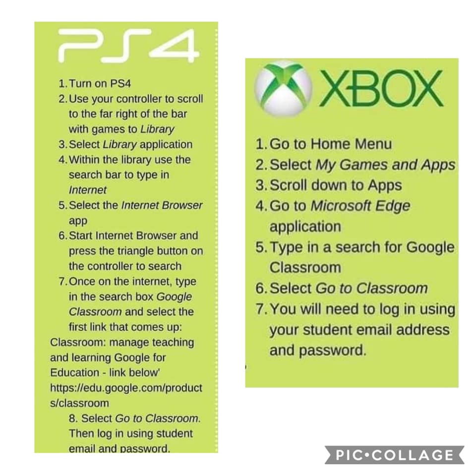 NJS_GC's tweet photo. Accessing Google Classroom through your x-box or PS4? Not a problem if you follow the instructions attached. https://t.co/I9lS2PM4ej
