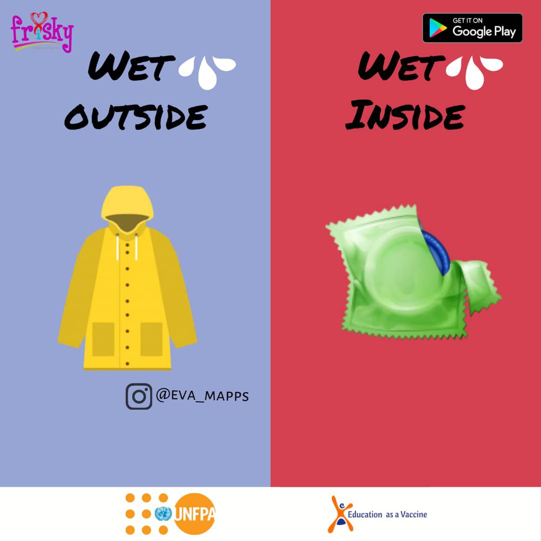 DavidOkpatuma's tweet photo. Good sex is always safe sex. Say it, chant it, &amp; shout it. Whatever you do, don't forget it. Find out how prone to getting HIV you might be today by downloading the Frisky App. Get the App here: https://t.co/8pRNrfyYwP #Tech4Youth
@UNFPANigeria  @EVA_Nigeria @FMWA_ng @Fmohnigeria https://t.co/0p2pW11CuU