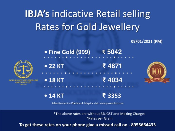 IBJA1919's tweet photo. #indicative #Retail selling #Rates for #Jewellery
To get these rates on your phone give a missed call on - 8955664433 https://t.co/qNlZtTFkqi