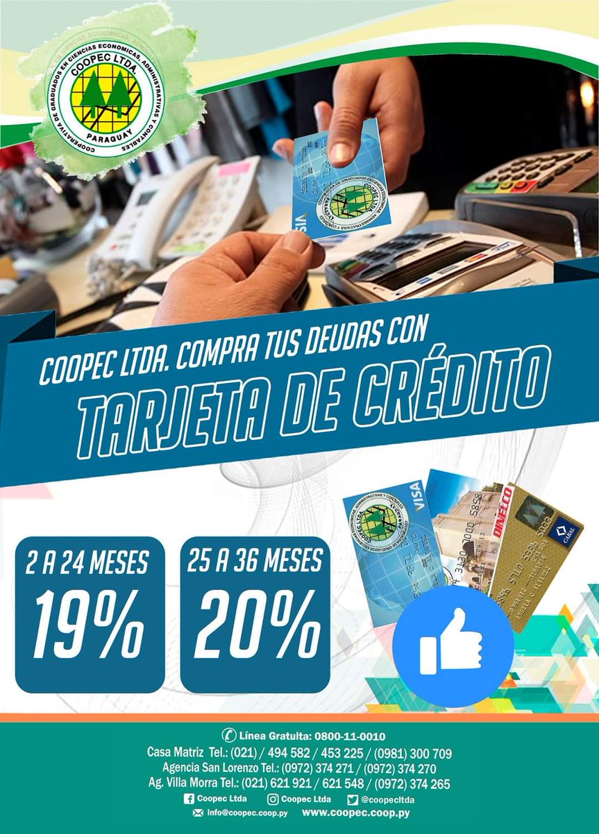 Coopec_Ltda's tweet photo. Coopec Ltda compra tus deudas con tarjetas de #Credito 😀😀😀
Pasate a #Coopec y disfruta las #Soluciones #Convenientes que te brindamos.
Llamanos hoy mismo e informate mas!!!! https://t.co/vxUFsVKGQy