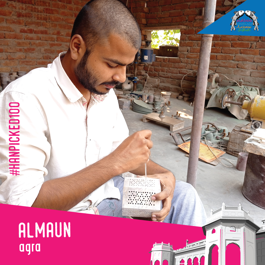 MSLF2024's tweet photo. Find Al Maun at our Virtual Weaves and Crafts Bazaar from 1st-12th February! #MarbleCarving 
#BarviBarasBarqaraar
#Handpicked100
#12DinBazaar
#KarigarKeQadrdaan
@MSLF2021 @MahindraKabira https://t.co/HhDwxztkPb