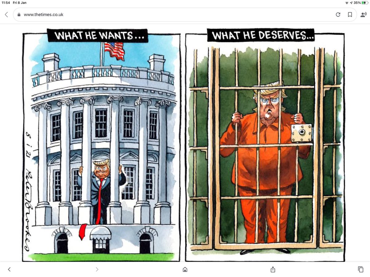 BrookesTimes's tweet photo. My cartoon Friday @TheTimes. "Lock him up! Lock him up!" #CapitolRiots #DonaldJTrump #incitement https://t.co/53IWio7rj2