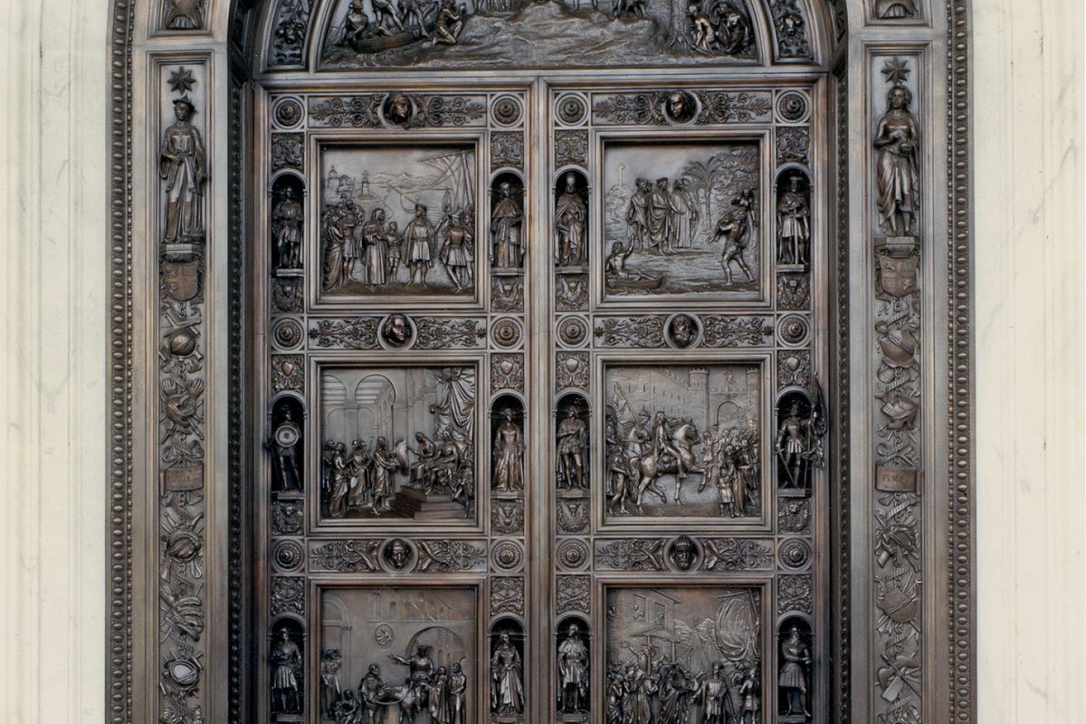 If I'm not mistaken, these are the Columbus Doors located on the east entrance of the Capitol building.  https://www.aoc.gov/explore-capitol-campus/art/columbus-doors