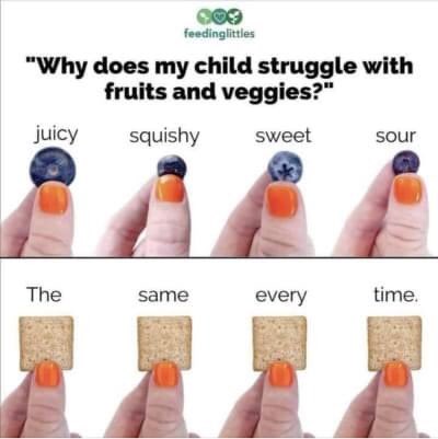 DrMarianneTrent's tweet photo. This is such a helpful example for why and how we can be picky about some foods.
Itโs exceptionally relevant to people who have a selective diet due to sensory needs.
Thought it was well worth sharing
#sensorydiet #asd #asc #selectiveeaters #selectiveeater #fruitphobe https://t.co/IgaCCJW3Hl