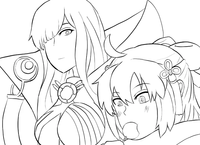 Yet another WIP... Any Maou x Okitan shippers? Why are there so little artworks of them. :\ Actually it was because of Xairathan fanfic that I adore them! So thank you, Xairathan! 