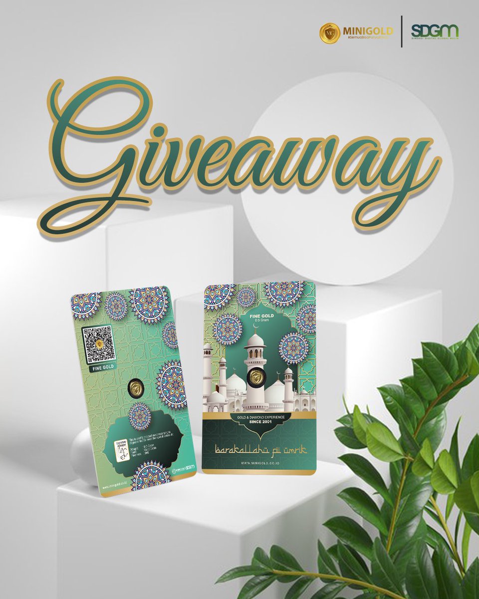 MiniGoldID's tweet photo. Assalamualaikum. Ada #Giveaway lagi nih guys. Berhadiah 0.1 Gram Logam Mulia #MiniGoldGiftSeries "Barakallahu Fiik Umrik" untuk 5 orang beruntung. Caranya gimana? https://t.co/hg1WfHsxyA