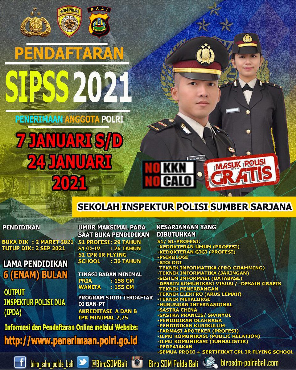Siapkan diri kalian baik fisik dan mental serta kelengkapan administrasi untuk menjadi seorang Polisi....
