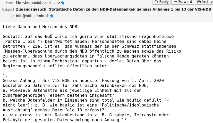 vecirex's tweet photo. Sodele - Zugangsgesuch, um statistische Daten nach Anhänge 1 bis 13 der #VISNDB zu erhalten, eingereicht.
#FOIA #FOIATerror #NDGnein #PMTnein #parlCH https://t.co/UcP8keIy6U