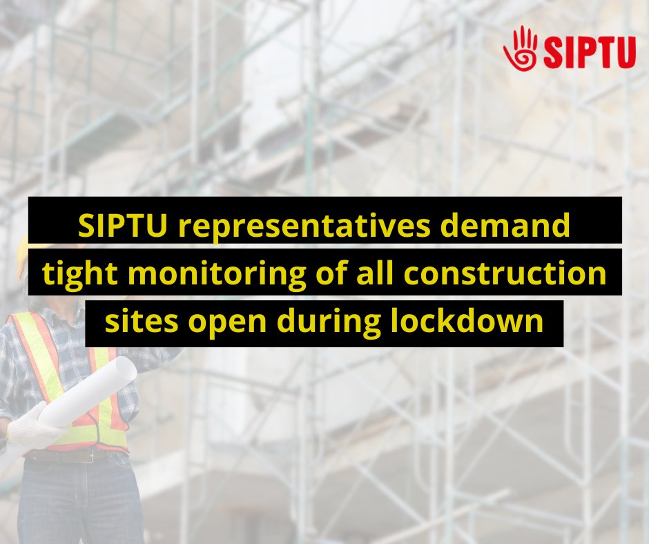 SIPTU reps in the construction sector are demanding that the Government guarantees that all sites which remain open during the current lockdown have proper protections in place to prevent the transmission of Covid-19
Read more 👉
siptu.ie/media/pressrel…
