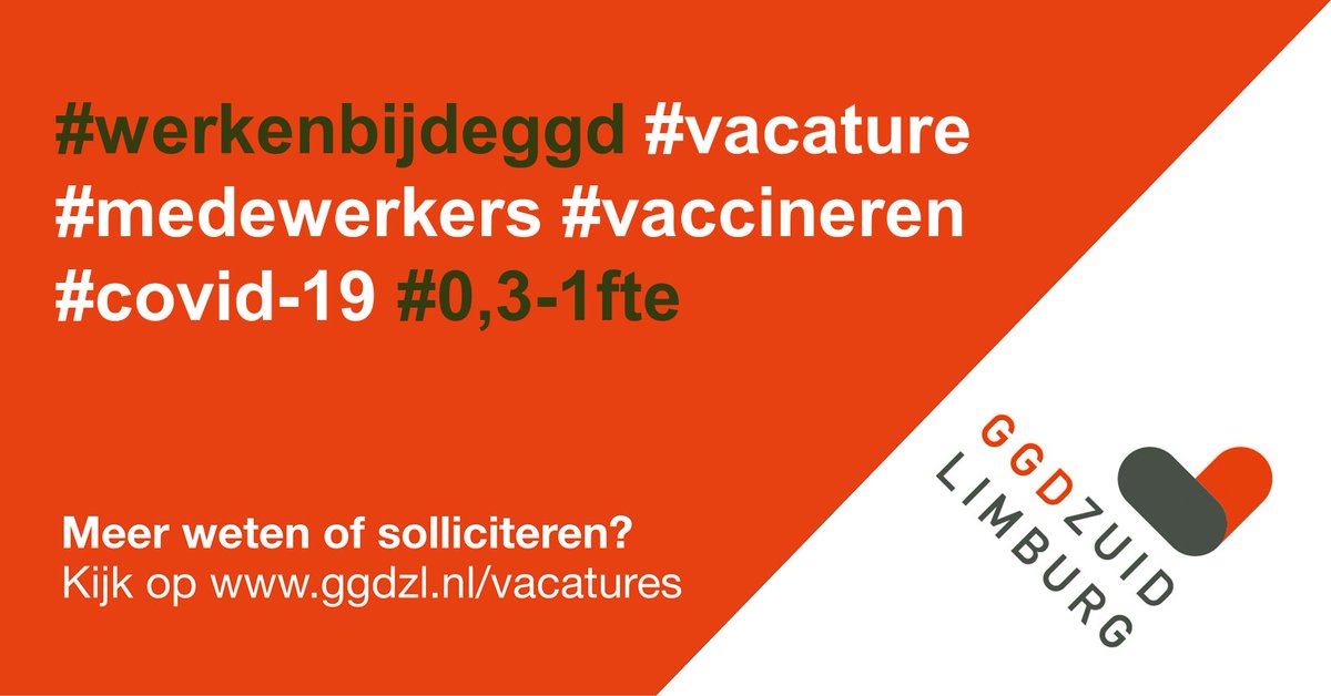 ggdzl's tweet photo. #VACATURE | Medewerkers Vaccineren Covid-19
Voor de periode van 11 januari tot 2 september zijn wij op zoek naar #vaccinatie medewerkers ter bestrijding van Covid-19. Interesse?👉 https://t.co/50GtWNNcnW https://t.co/3YMFNuwuTE