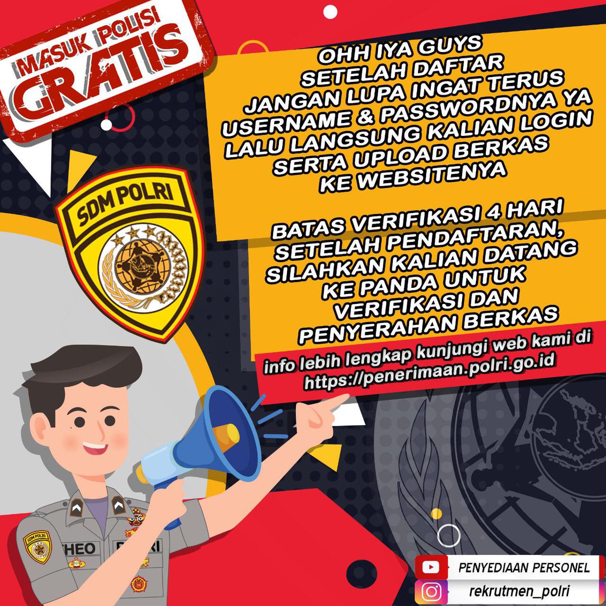 Siapkan diri kalian baik fisik dan mental serta kelengkapan administrasi untuk menjadi seorang Polisi....