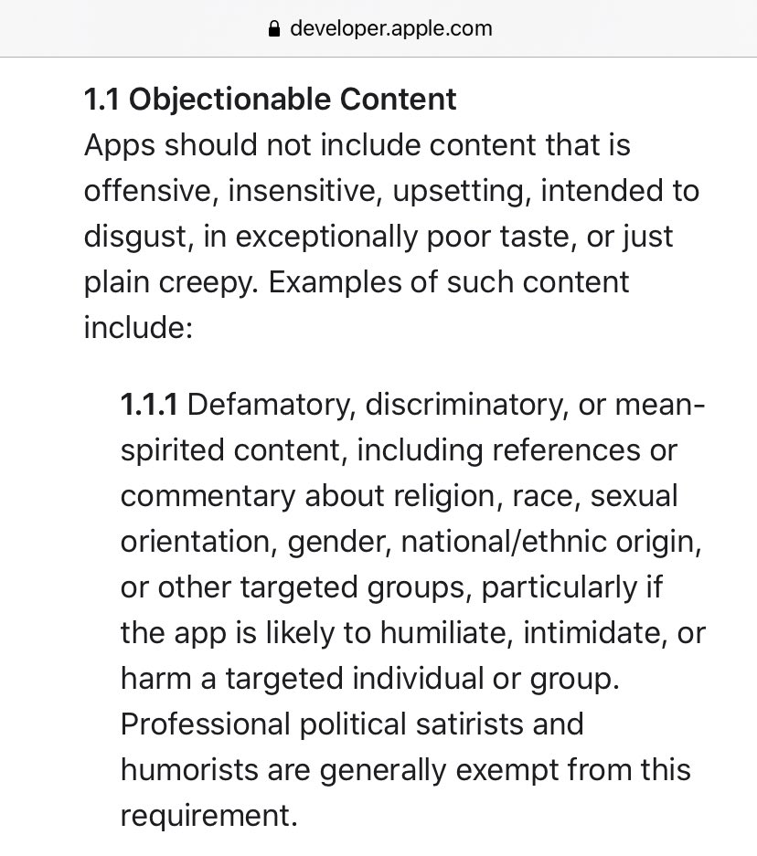 These are the Terms for both user-generated and Objectionable Content as published by  @Apple’s  @appstore.The threats and inability for Parler to moderate these violent threats on their app should disqualify the app instantly from the AppStore.  #PullParler