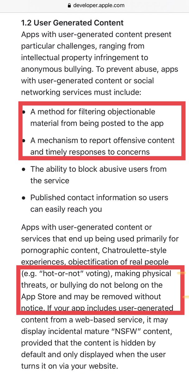 These are the Terms for both user-generated and Objectionable Content as published by  @Apple’s  @appstore.The threats and inability for Parler to moderate these violent threats on their app should disqualify the app instantly from the AppStore.  #PullParler
