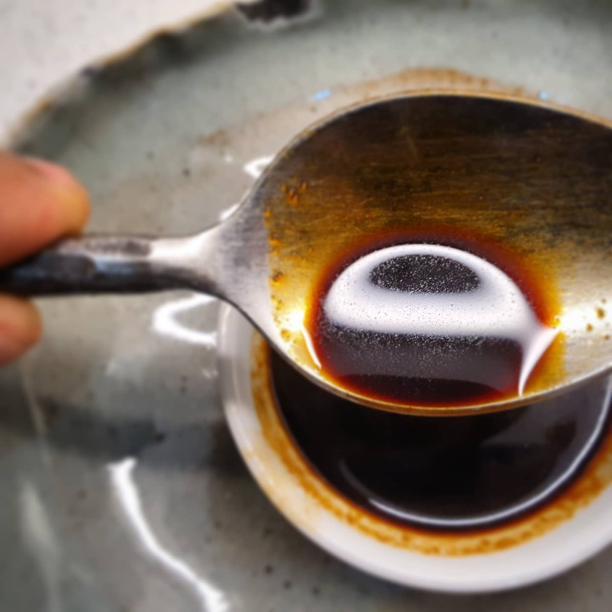 thathungrychef's tweet image. Venison garum. Made from the scraps from a whole deer that I recently butchered. Scraps minced &amp;amp; roasted, bones made into stock and then both mixed with salt &amp;amp; koji &amp;amp; fermented at 60c for 10 weeks.

Result is a mindblowing, palate thumping, umami nuke.