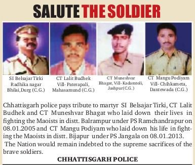  #ObituaryOfTheDayChhattisgarh Policemen felled by 'Gandhians with Guns' this day in 2005 and 2013