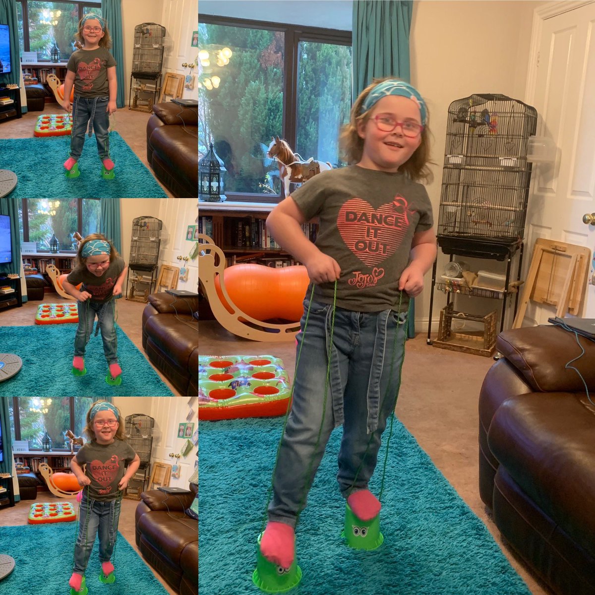 Anjelcakes's tweet photo. Today’s therapy session ❤️ really trying to improve balance and core strength along with motor skills #autism #balanceandcoordination #motorskills #stilts #balanceboard #targetthrowing #threeinarow https://t.co/S4wtLHH2Gf