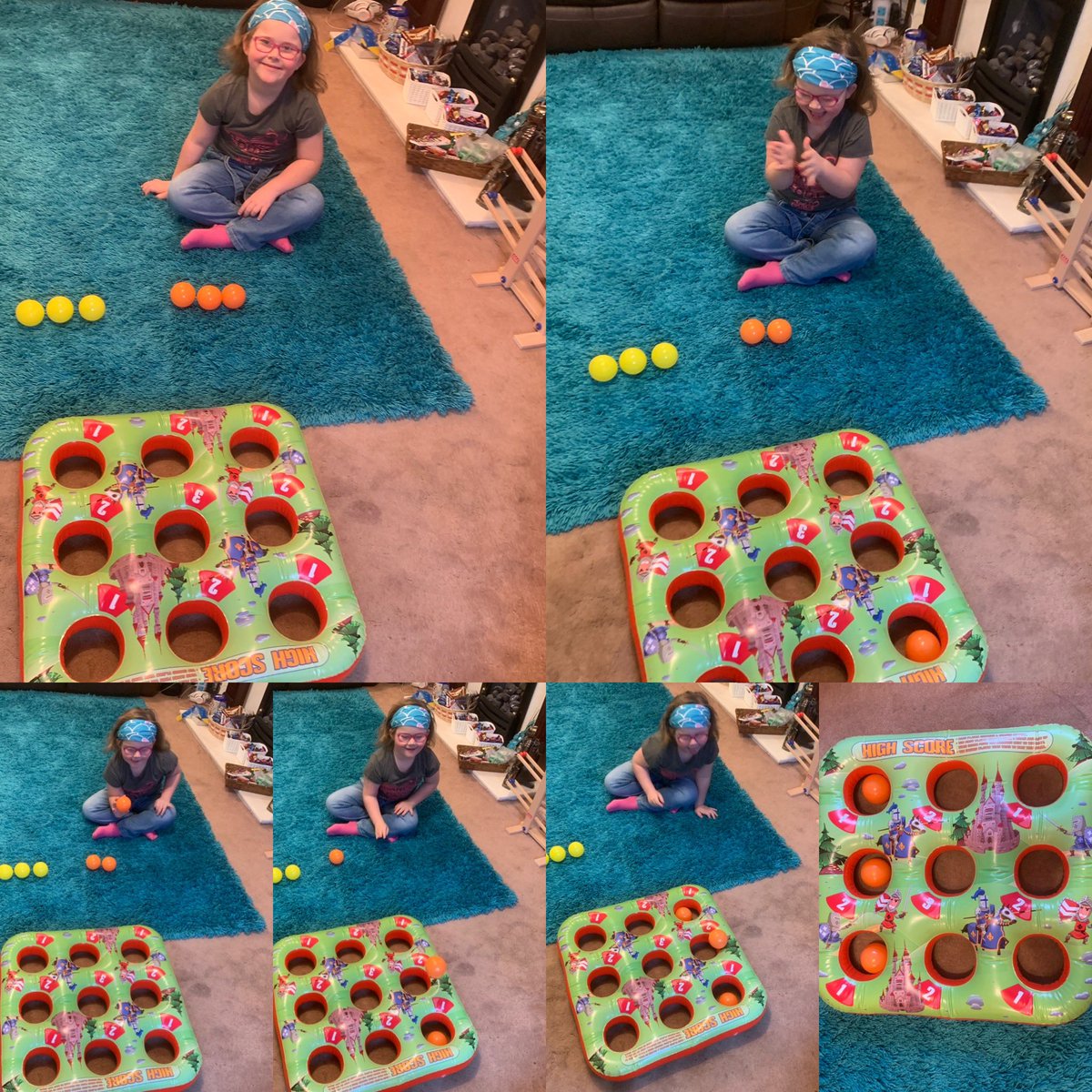 Anjelcakes's tweet photo. Today’s therapy session ❤️ really trying to improve balance and core strength along with motor skills #autism #balanceandcoordination #motorskills #stilts #balanceboard #targetthrowing #threeinarow https://t.co/S4wtLHH2Gf