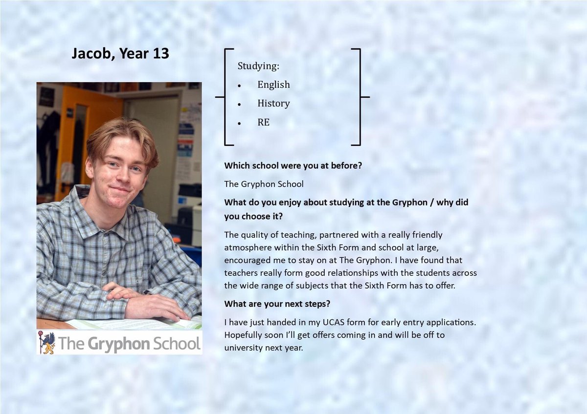 A reminder that the deadline for Sixth Form applications is Friday 15th January. Our wide range of courses enable our students to follow their chosen career paths and here are some examples!