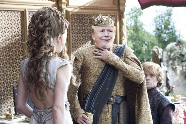 NewBaitShop's tweet photo. Donald= Joffrey, obviously. Pence = The High Sparrow. Giuliani = The gross old weasel Pycelle who eventually gets stabbed to death by children. #GameOfTrumps https://t.co/nWoyOUciQG