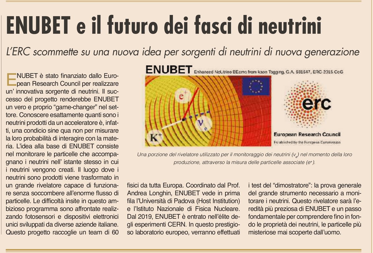 Dipartimento di Fisica e Astronomia DFA - UNIPD (@dfaunipd) on Twitter photo Il <a href="/sole24ore/">IlSole24ORE</a> parla di noi!
👉Ecco l’articolo sul progetto ENUBET finanziato dal <a href="/ERC_Research/">European Research Council (ERC)</a> per realizzare un’innovativa sorgente di neutrini, le particelle più misteriose mai scoperte dall’uomo.
Il progetto è coordinato dal prof. Andrea Longhin, DFA @UNIPD e <a href="/INFNPadova/">INFN Padova</a> Il <a href="/sole24ore/">IlSole24ORE</a> parla di noi!
👉Ecco l’articolo sul progetto ENUBET finanziato dal <a href="/ERC_Research/">European Research Council (ERC)</a> per realizzare un’innovativa sorgente di neutrini, le particelle più misteriose mai scoperte dall’uomo.
Il progetto è coordinato dal prof. Andrea Longhin, DFA @UNIPD e <a href="/INFNPadova/">INFN Padova</a>