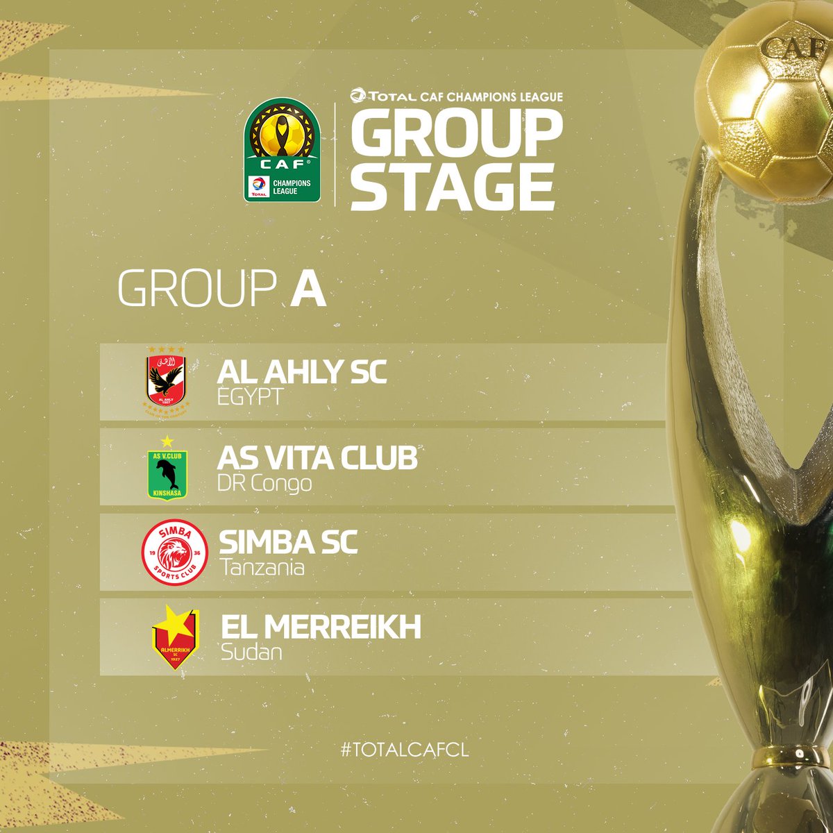 🇪🇬 <a href="/AlAhly/">‏النادي الأهلي</a>
🇨🇩 @AsVitaOfficiel
🇹🇿 <a href="/SimbaSCTanzania/">Simba Sports Club</a>
🇸🇩 El Merreikh

Which two teams will qualify? #TotalCAFCL