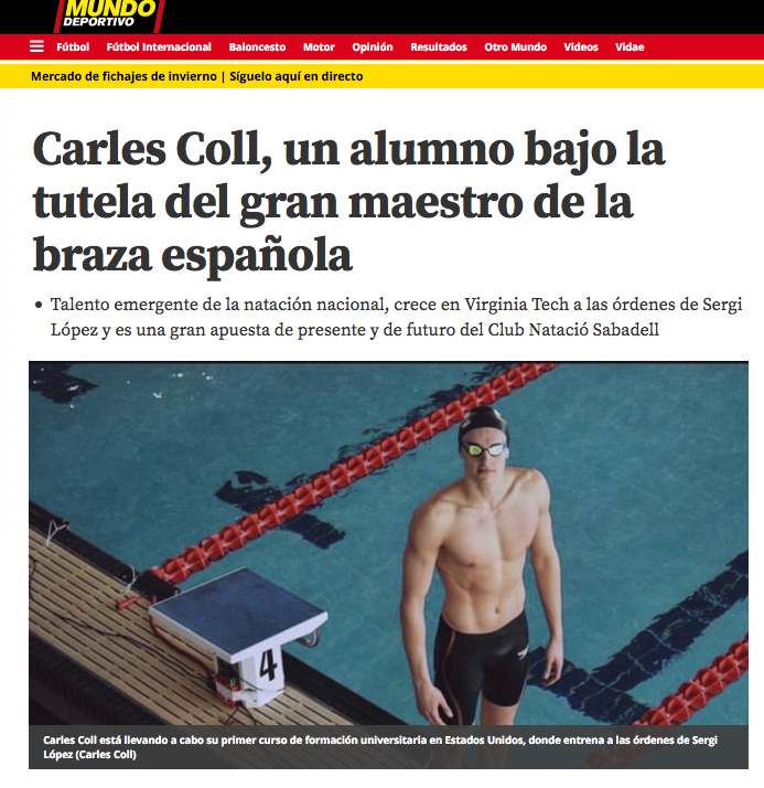 nataciotarraco's tweet photo. El nedador Carles Coll, format al CN Tàrraco, és avui protagonista al Mundo Deportivo pel seu talent!! Enhorabona @carlescoll15  t'ho mereixes! Molta sort en tots els teus objectius! @mundodeportivo  #cntarraco #laiguaesnostra https://t.co/q3snLvQoT6 https://t.co/rrmxlD7m36