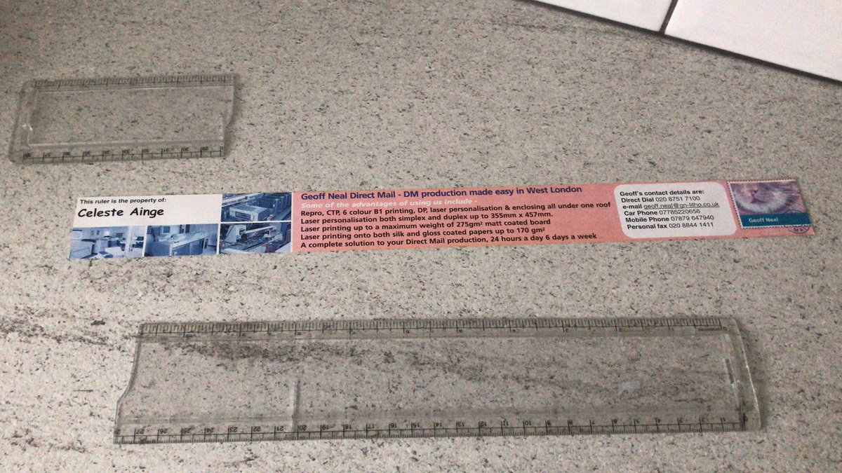 After 20 years of good use my <a href="/GeoffNealGroup/">Print Perfection</a> ruler has succumbed to my son accidentally kneeling on it! Thanks for the very useful gift Geoff!