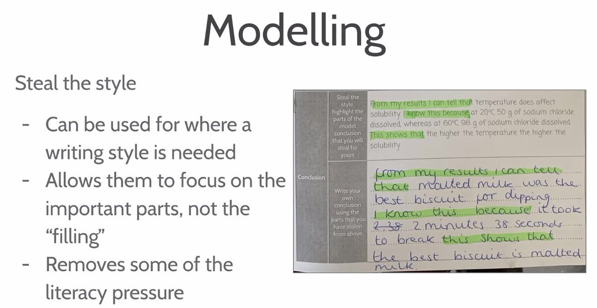 It almost feels like cheating - but it's not! Give your lower attaining learners an advantage by letting them steal the style from another answer. @ITeachBoys92  #ASEConf2021