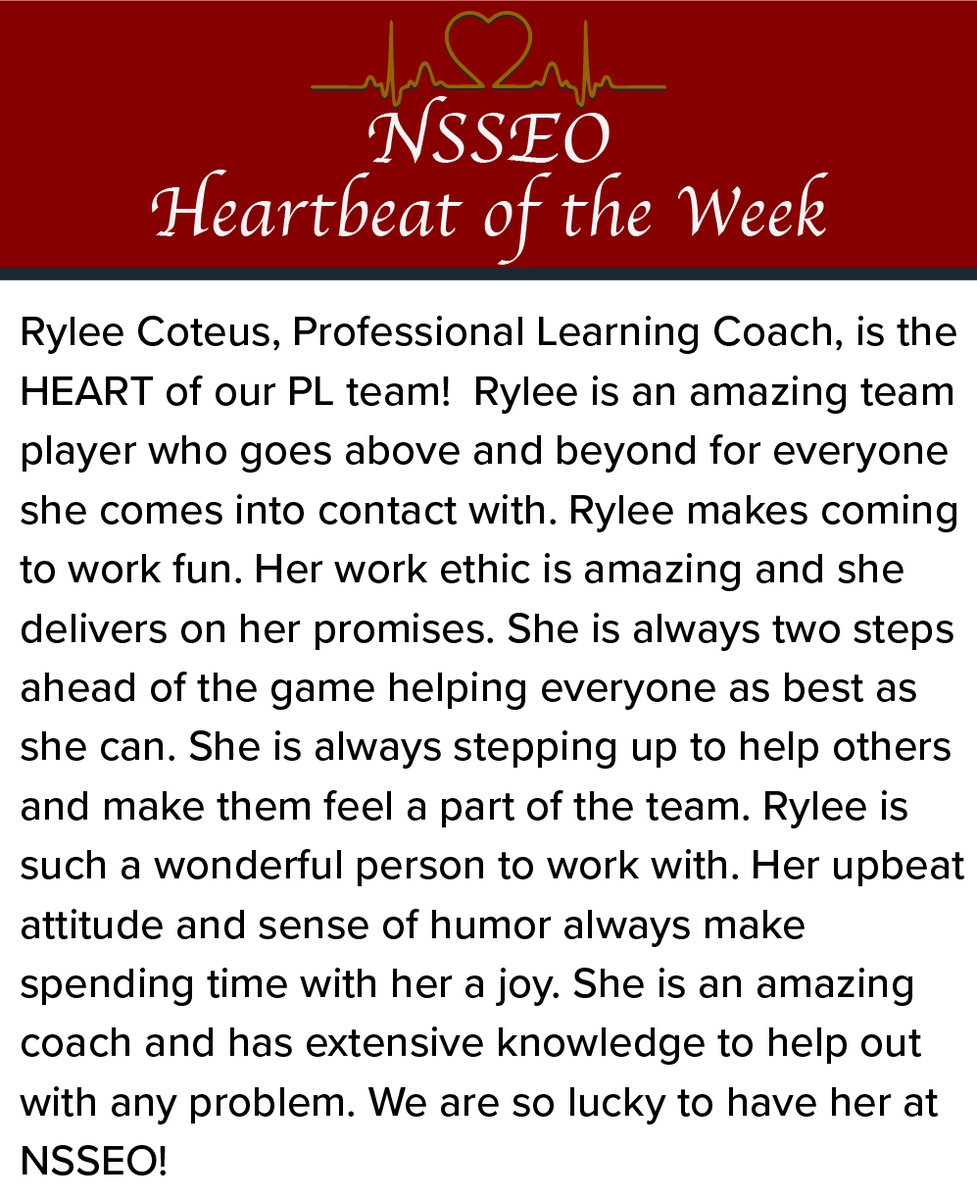 NSSEO_org's tweet photo. Big huge congrats to Rylee on #NSSEOHeartbeat of the week award! An incredibly long list of wonderful attributes and even longer nomination list, Rylee is a prime example of this award. Honored to have her on our team (&amp; her sidekick Augie) Congrats Rylee!

@NsseoL 
@NSSEO_org https://t.co/5UemVCgZYf