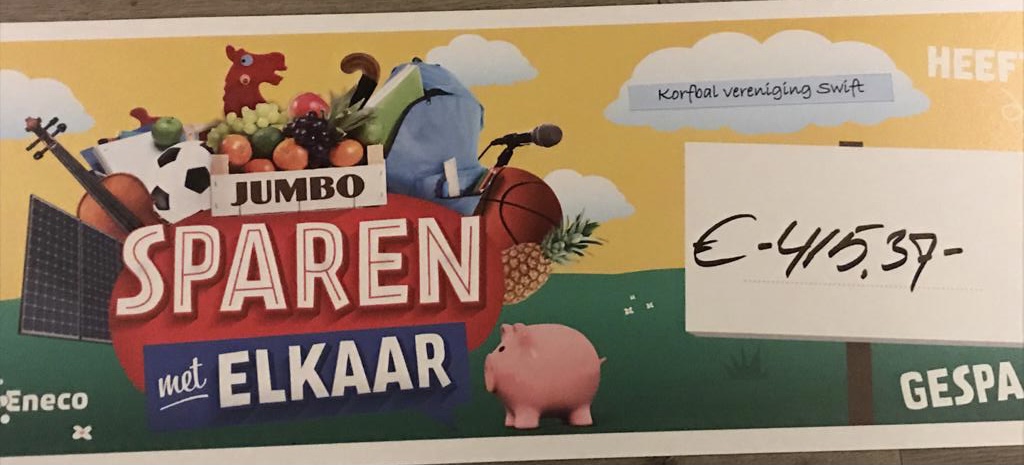 Deze week een mooi bedrag opgehaald voor nieuw materiaal. Bedankt Jumbo!