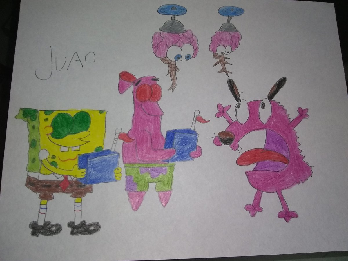 Camelo2017's tweet photo. ¿Que les pareció mis nuevos dibujos de este Viernes?
#BobEsponja #CorajeElPerroCobarde #GrandesHeroes #Monchelito @luiscarreno1 @alfonsodoblaje @CoyocoyoMendoza @abernalg @LeylaSofiActriz @9lzx @GueraUgalde https://t.co/4GDsl71eKG