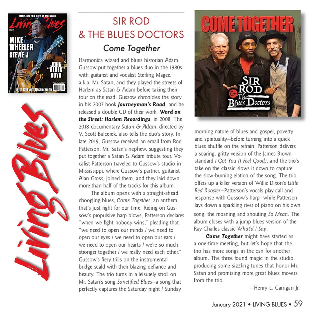 My bandmate <a href="/SirRod/">Sir Rod Patterson</a> wrote a hit single this past summer for our new trio, Sir Rod &amp; the Blues Doctors.  <a href="/satanandadam/">Satan & Adam Film</a>  
youtube.com/watch?v=4WMvvj…