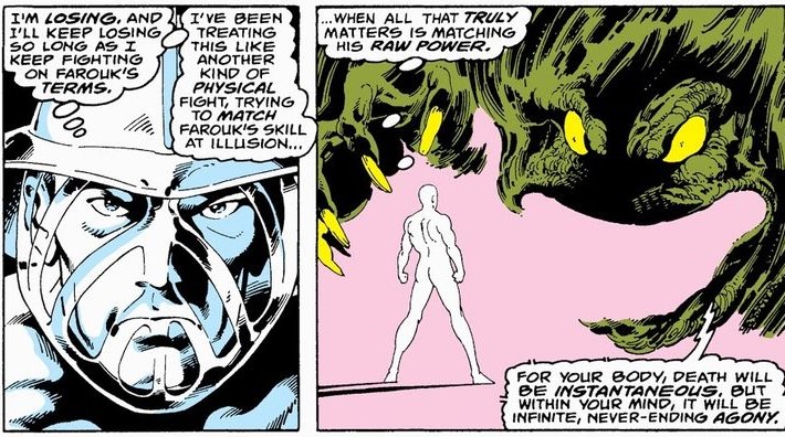 Claremont’s X-Men can’t really engage with these paradigm shifts for fear of creating a world that would be unrecognizable to the reader and therefore unrelatable. Instead, Claremont relies on a number of contrivances to prevent world integration of telepathy. 4/7