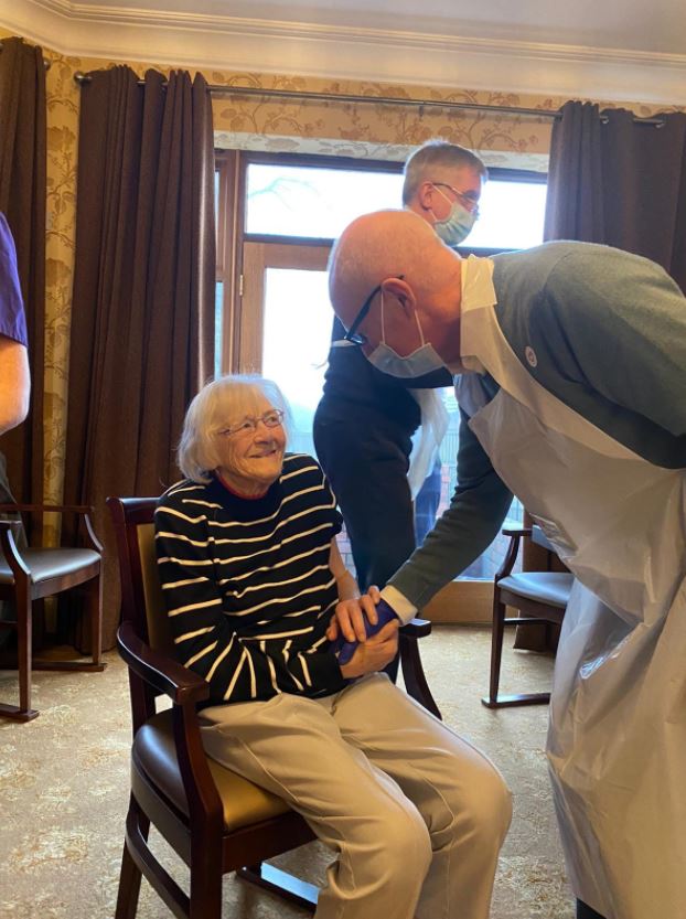 ‘As the link GP for this care home, I wanted to be the one to administer the vaccine.’ 

Dr Stephen Liversedge recently administered the #CovidVaccine to residents and staff at the Old Vicarage care home, including 89-year-old, Colleen. @BoltonCCG