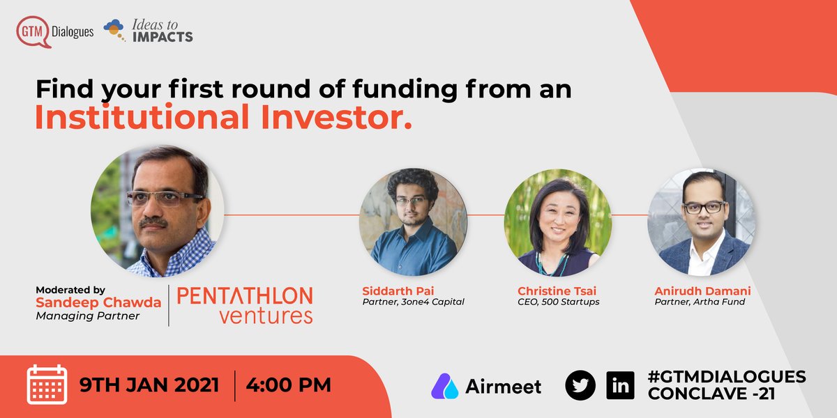 pentathlon_vc's tweet photo. Raising your first round of institutional funding is not easy! Let's untangle this task on the 9th of Jan! Join @skchawda in a panel discussion with Anirudh Damani Christine Tsai and Siddarth Pai

Don’t forget to RSVP - https://t.co/IJZhuFmlvN https://t.co/URSNz2QOqI